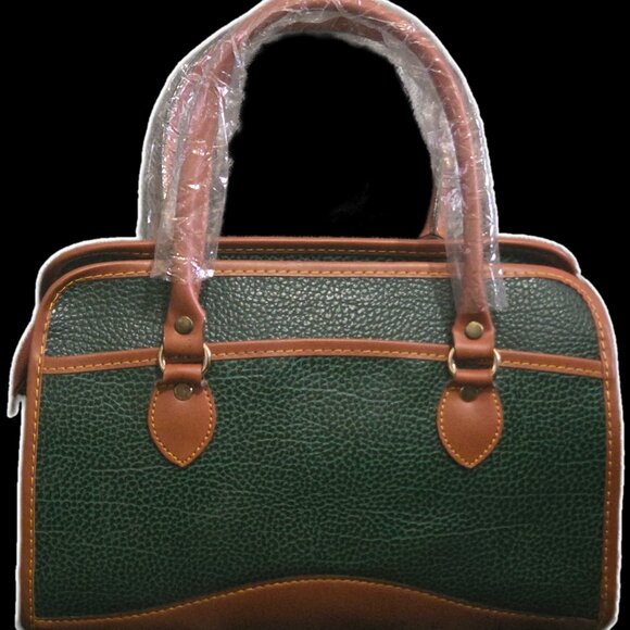 Vintage Dooney & Bourke AWL Satchel - Forest Green & Tan - Picture 7 of 8